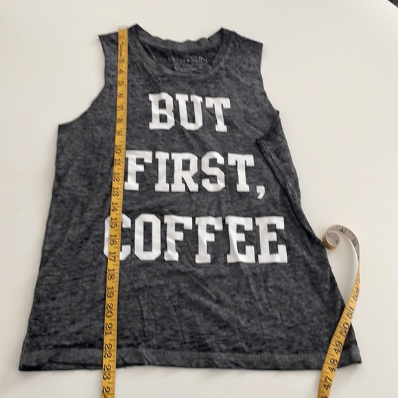 BUT FIRST, COFFEE dark Gray sleeveless T by Fifth Sun - X-Small - Picture 5 of 6